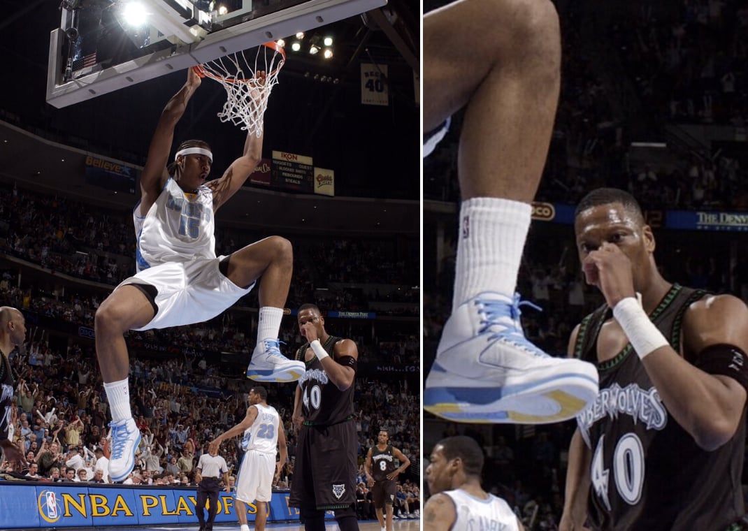 Carmelo Wearing the Melo Jordan 2s In 2004 Playoff Game Against The Timberwolves