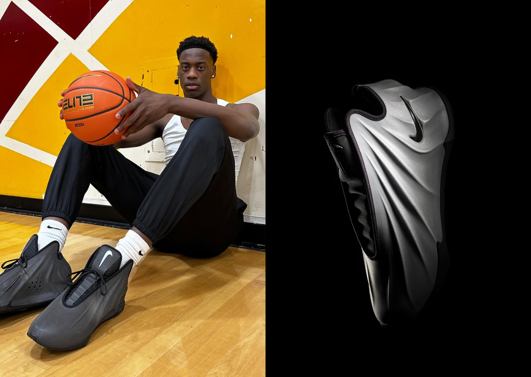 AJ Dybansta (left) and the Nike GT Future Metallic Silver (right)