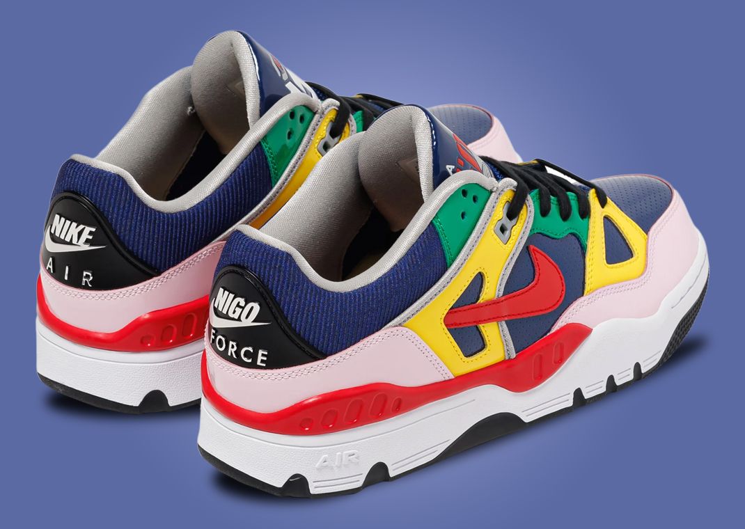 Nigo x Nike Air Force 3 Low Blue Multi-Color Heel Angle