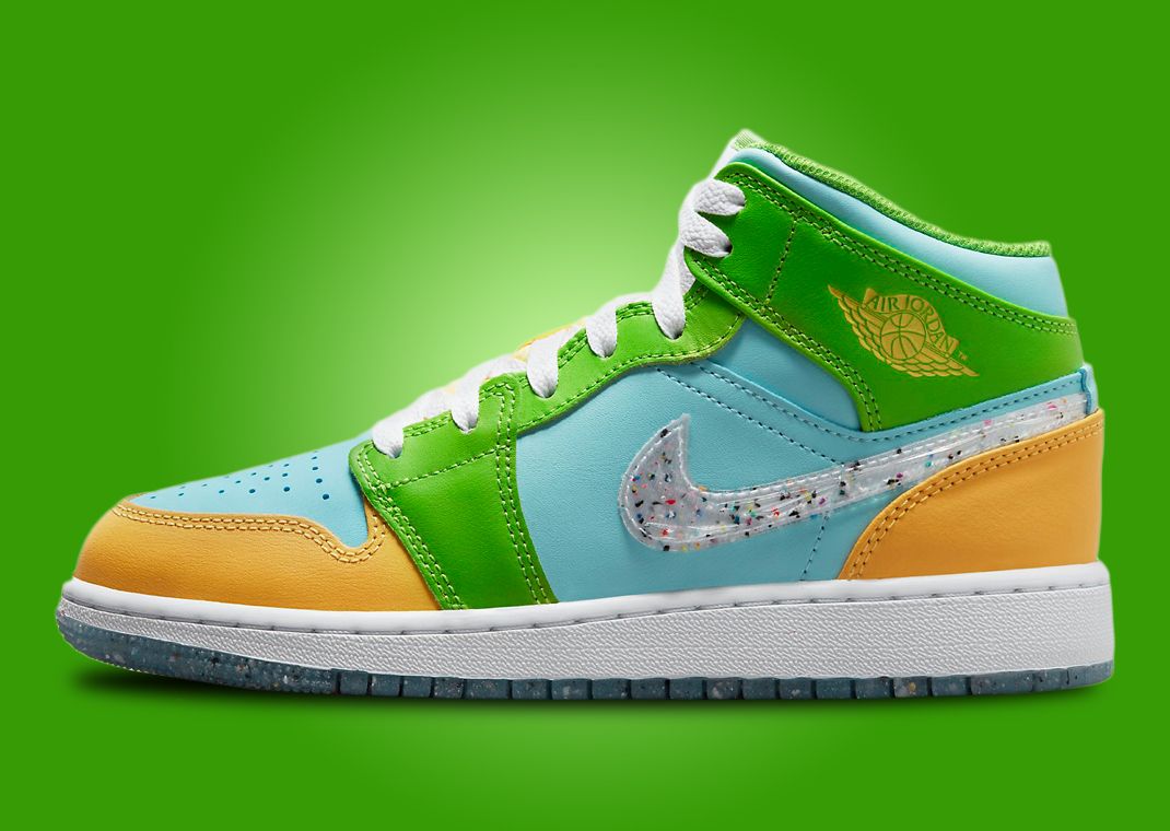 Vibrant Shades And Speckle Paint Dress This Air Jordan 1 Mid SE