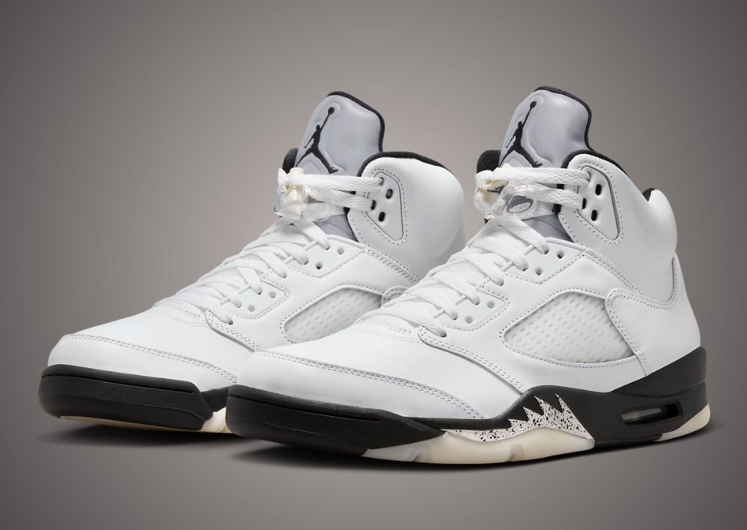 Air Jordan 5 Retro White Metallic Black Angle