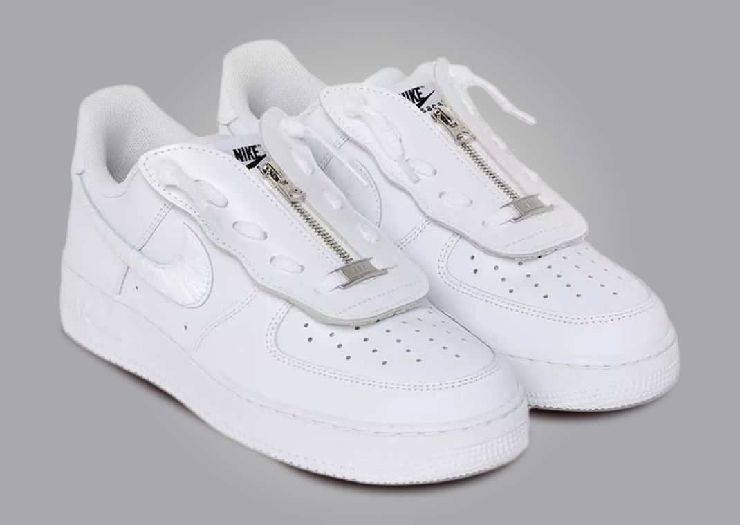 custom Sacai x Nike Air Force One pair angle