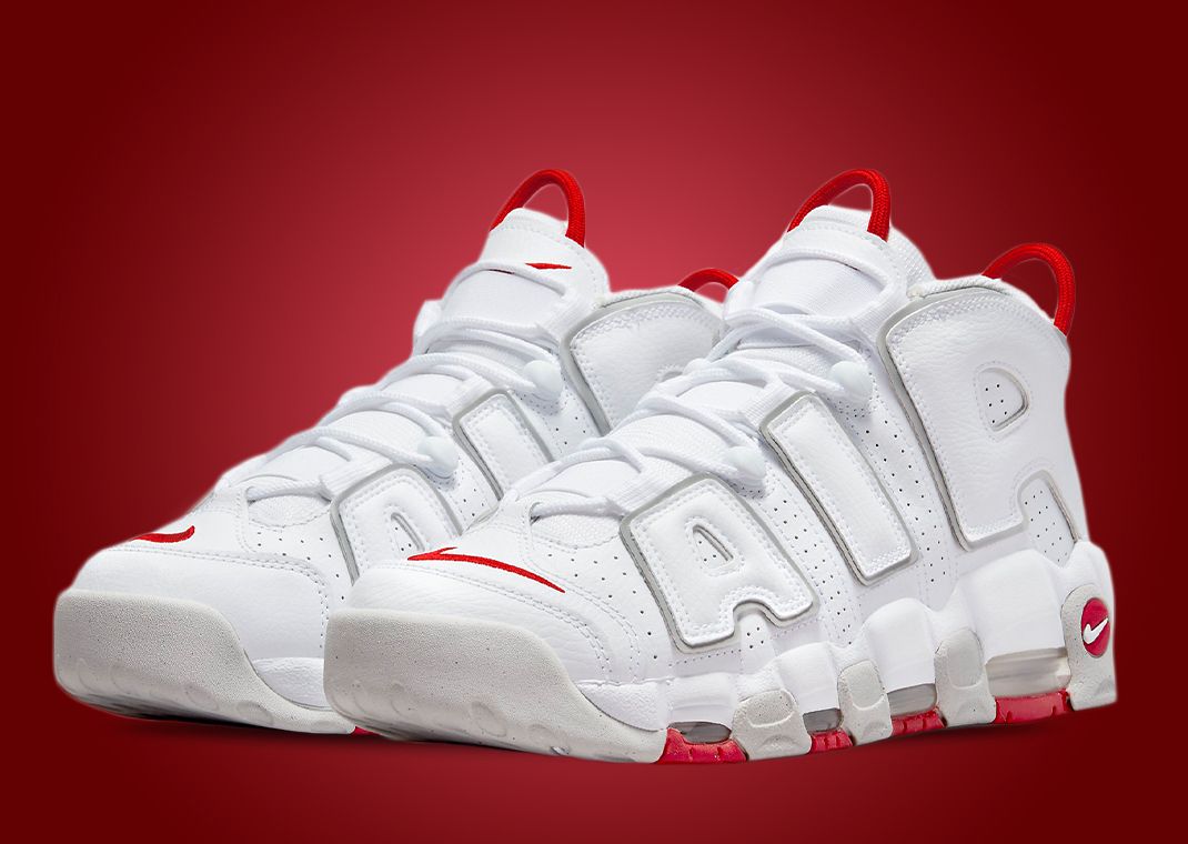 Nike Air More Uptempo White Grey Red