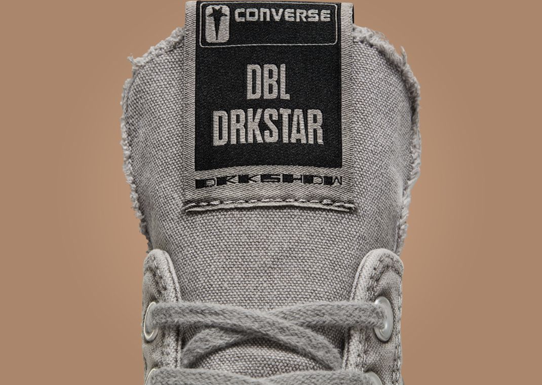 Rick Owens x Converse DBL DRKSTAR Hi Washed Canvas Concrete Tongue Tag