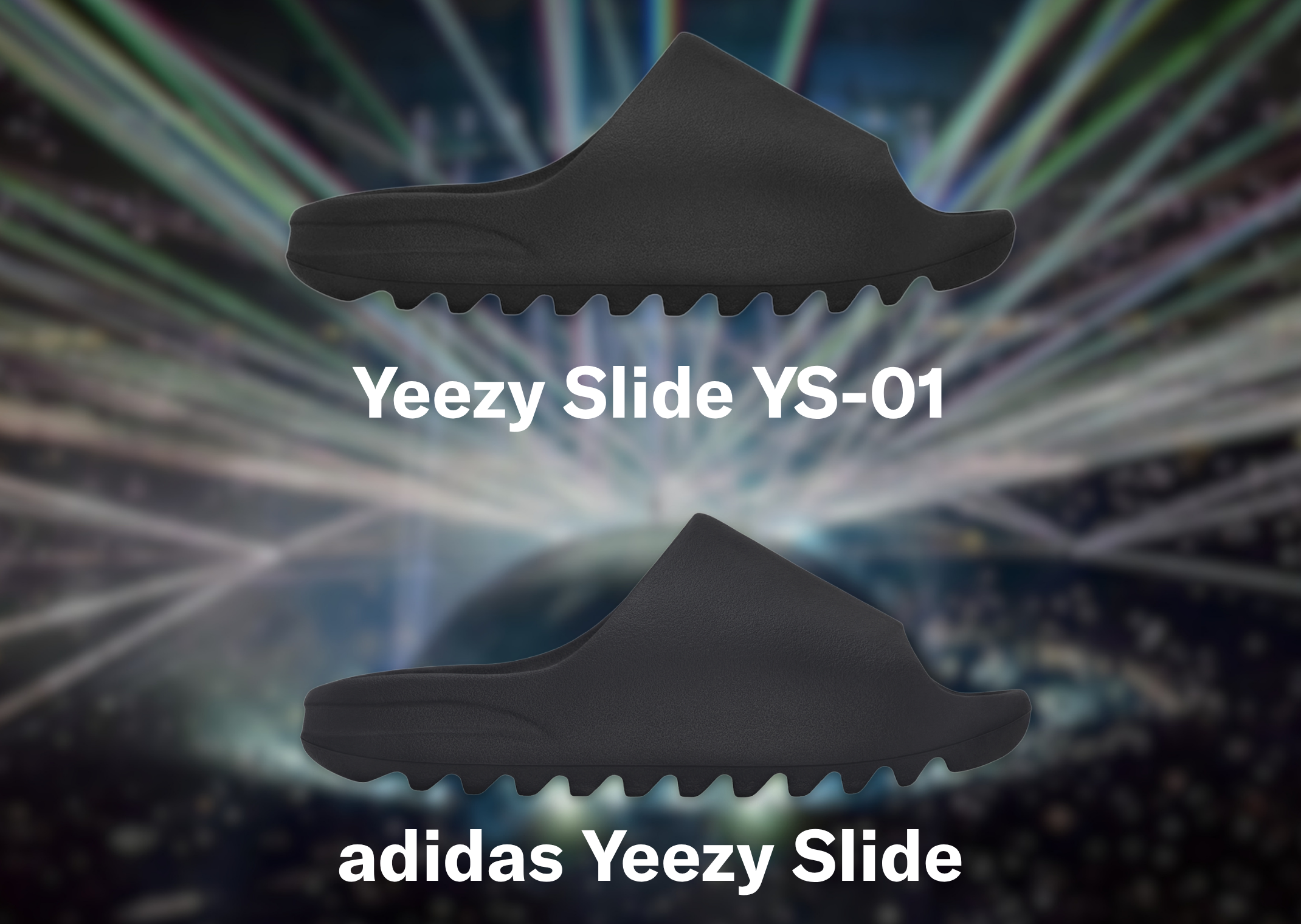 Yeezy Slide YS-01 (top) vs. adidas Yeezy Slide (bottom)