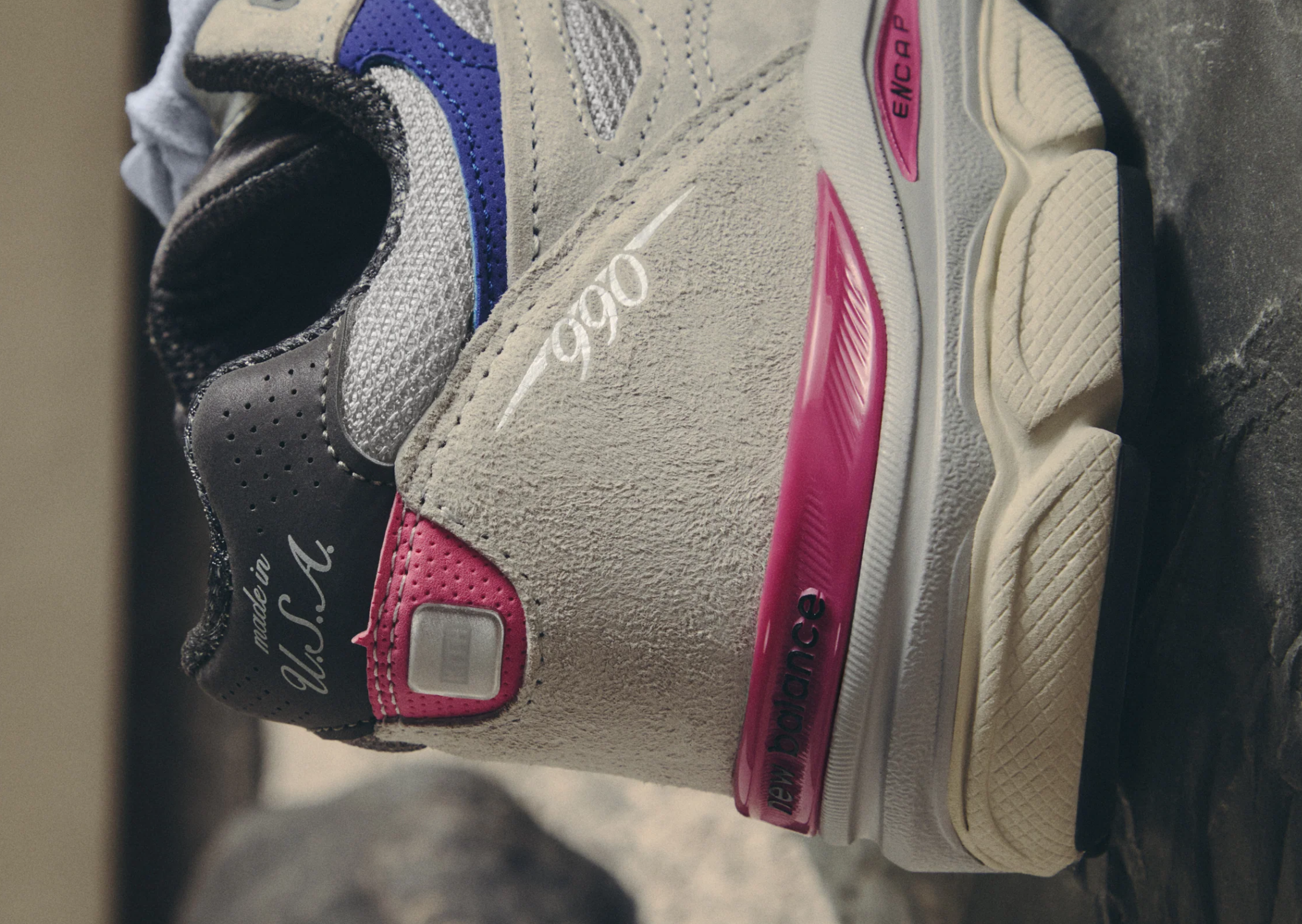 Kith x United Arrows & Sons x New Balance 990v3 Made in USA Oyster Mushroom Liberty