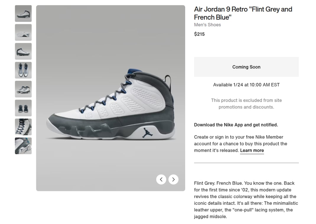 Where to Buy the Air Jordan 9 Flint Grey