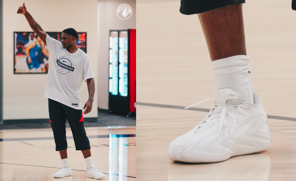 Anthony Edwards Debuts a Triple White adidas AE3 During Pre-Season Workouts