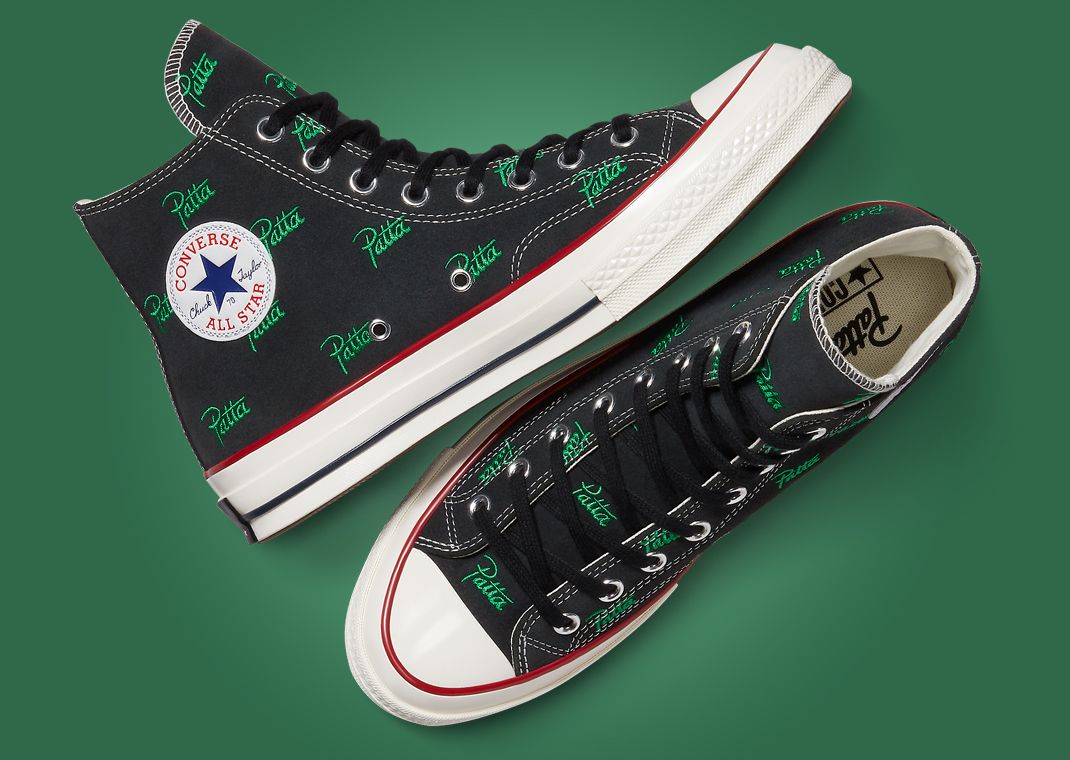 Patta x Converse Chuck Taylor 70 Black Jolly Green Angle