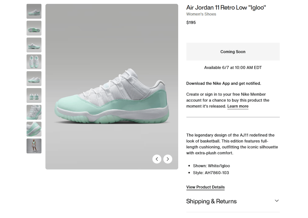 Air Jordan 11 Retro Low Igloo (W) Nike Page
