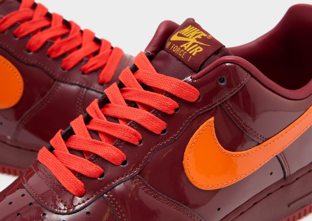 Nike Air Force 1 Low Patent Leather Dark Team Red - Detail