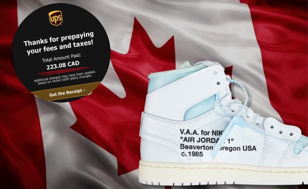 Canadian Import Fees for the V.A.A. x Air Jordan 1 High Alaska