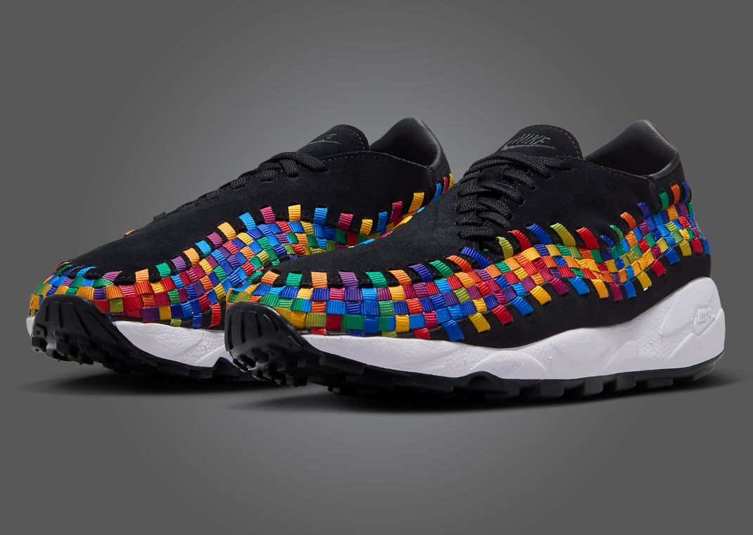 Nike Air Footscape Woven Black Rainbow Angle