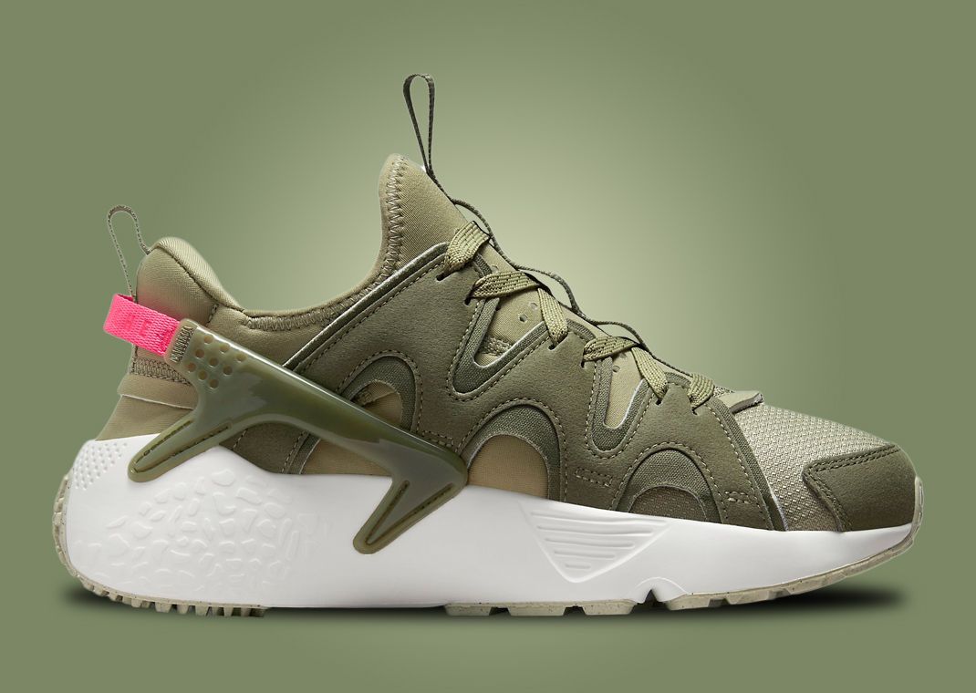 olive green and pink huaraches