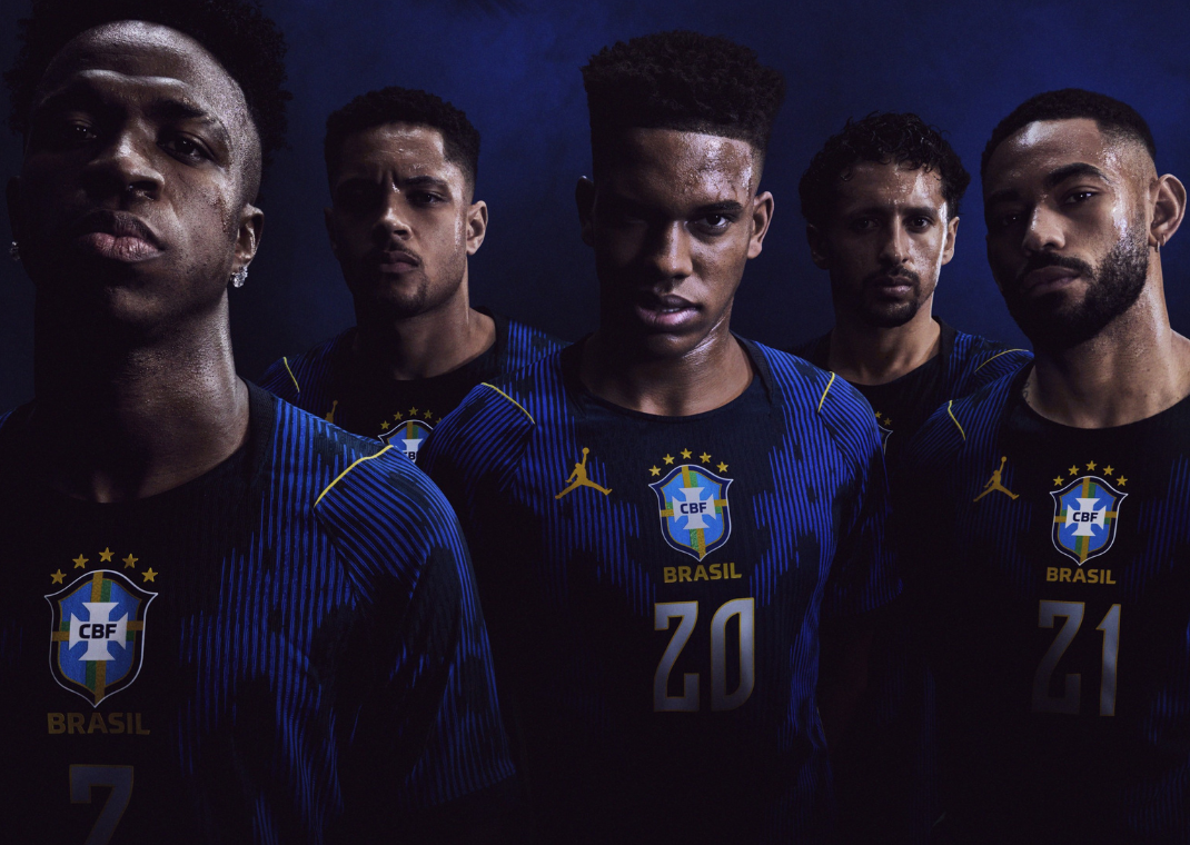Brazil national team wearing the new Jordan kit