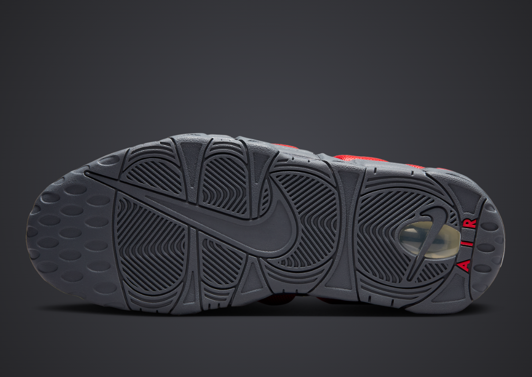 Nike Air More Uptempo Low Dark Grey Light Crimson Outsole