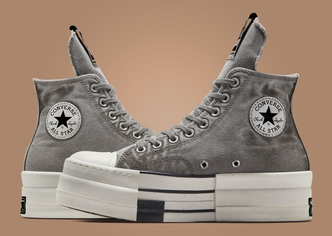 Rick Owens x Converse DBL DRKSTAR Hi Washed Canvas Concrete Medial