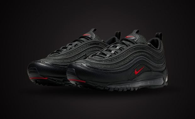 A Blacked Out Nike Air Max 97 Comes Accented By University Red