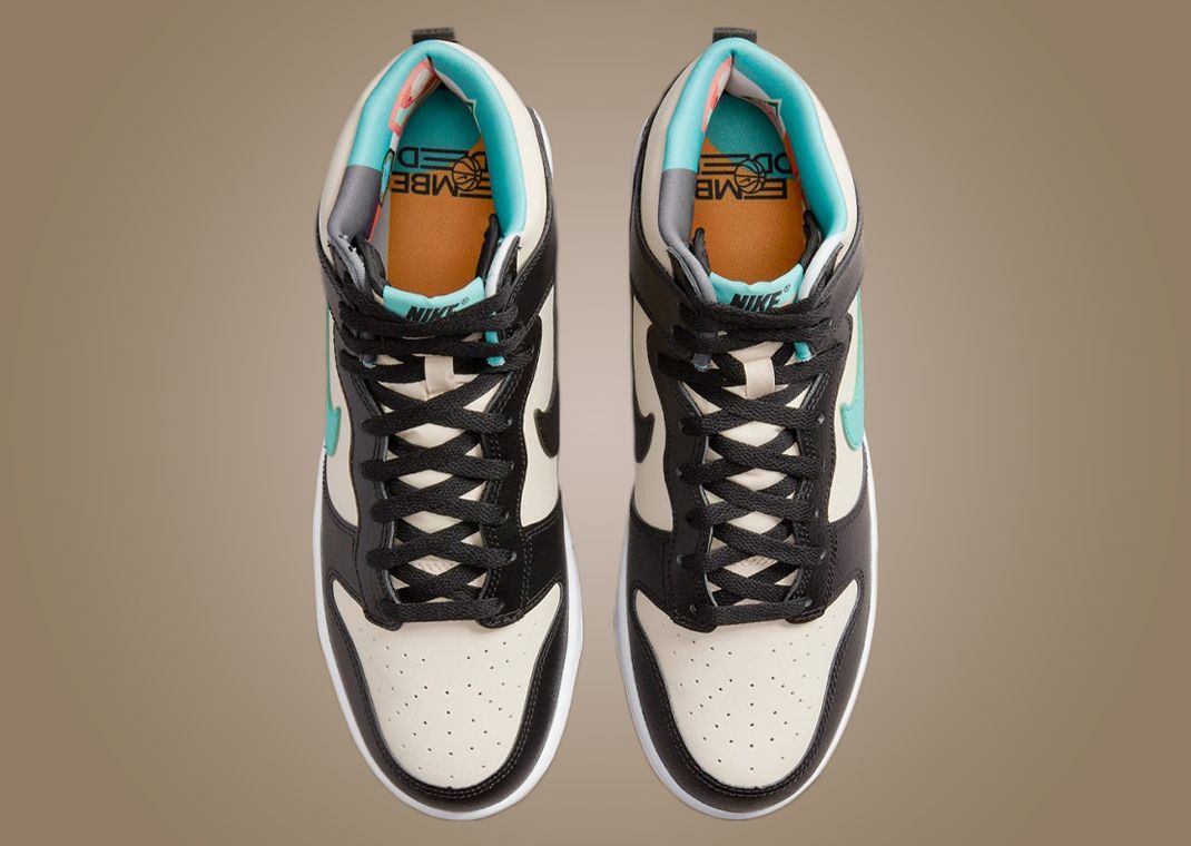 スニーカー Nike Dunk High EMB Beige Black Washed Teal Nike Dunk High EMB Beige Black Washed Teal Men's - DO9455