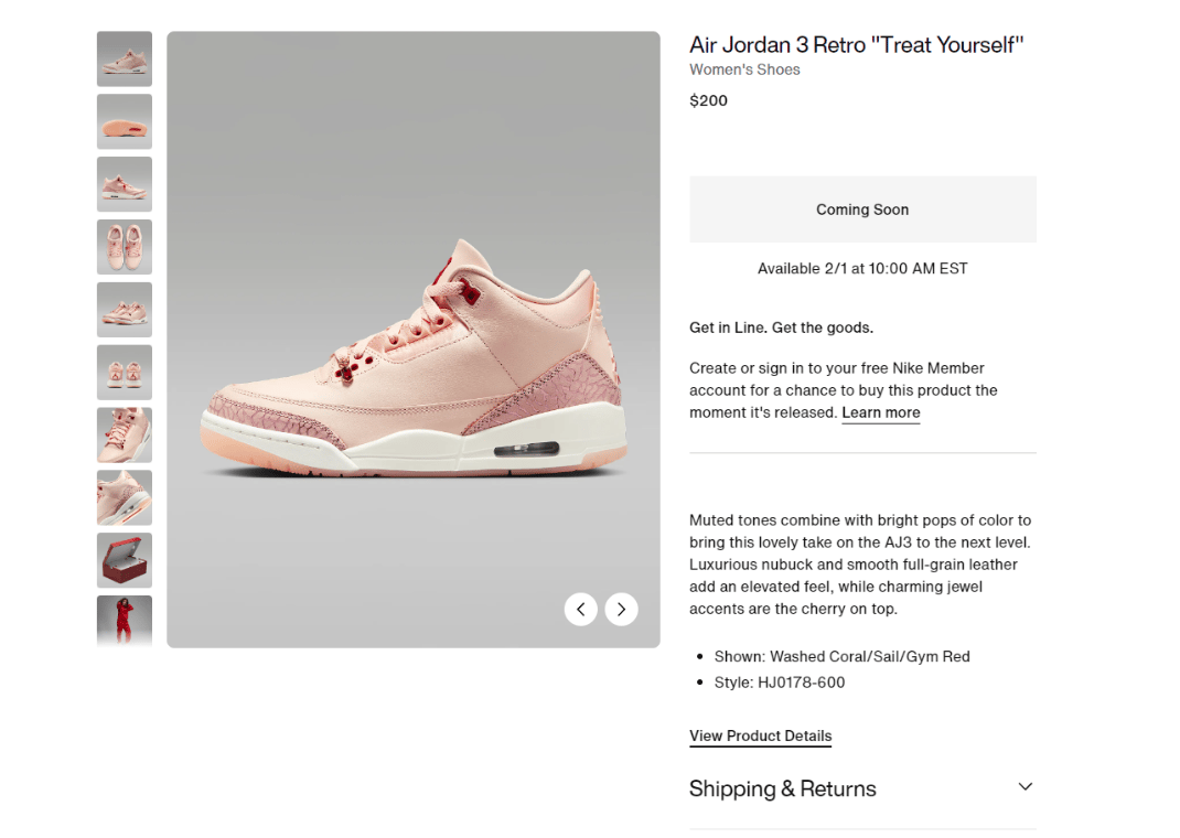 Air Jordan 3 Retro Valentine's Day (W) Nike Page