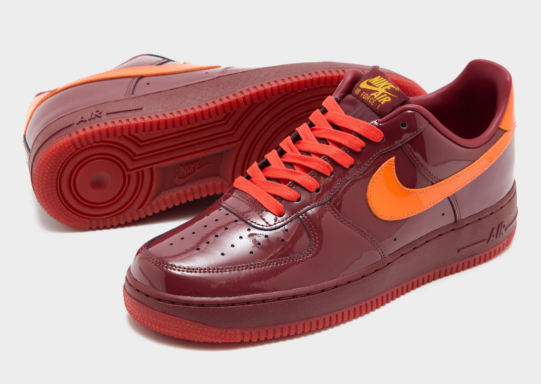 Nike Air Force 1 Low Patent Leather Dark Team Red - Angle