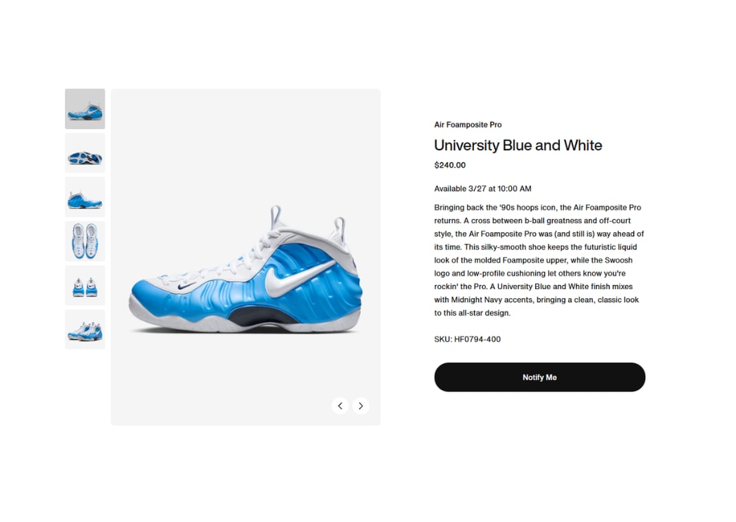 Nike Air Foamposite One University Blue