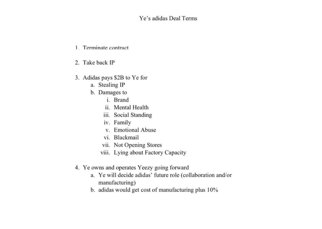 kanye adidas contract