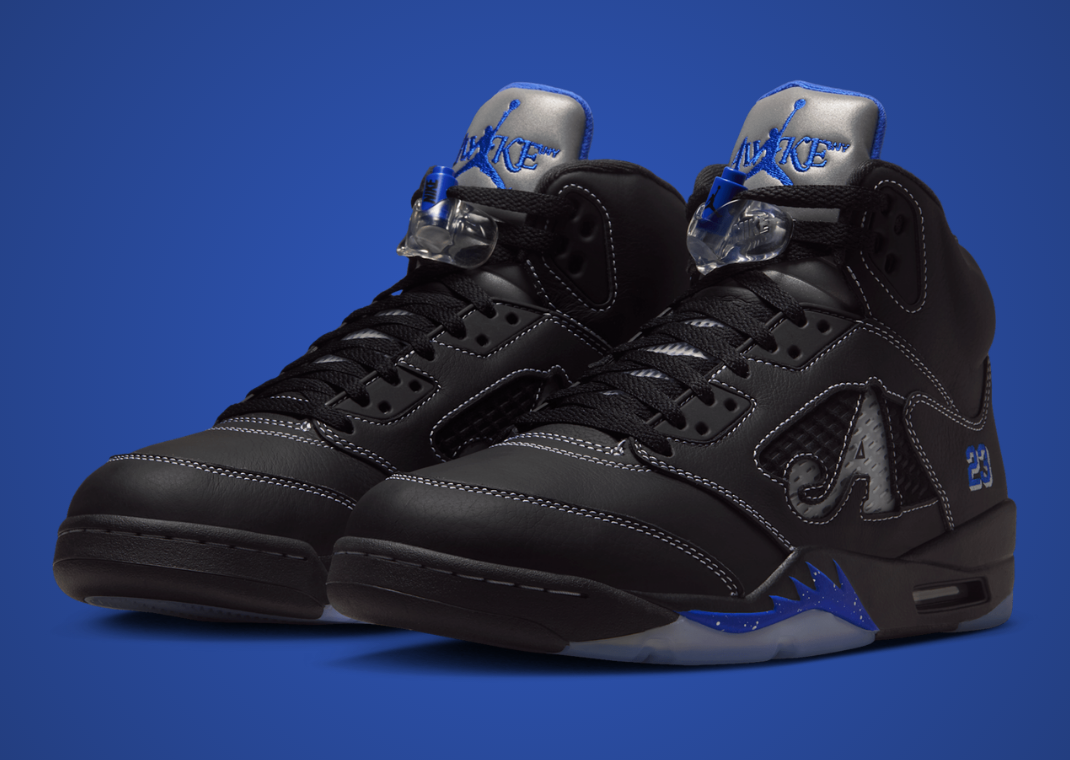 Awake NY x Air Jordan 5 Retro Black Racer Blue Angle