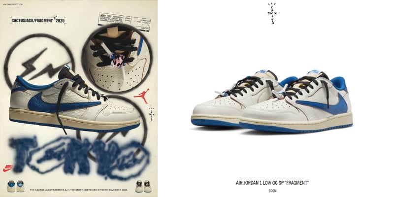 Travis Scott is Dropping the fragment design Jordan 1 Low on his Site Today