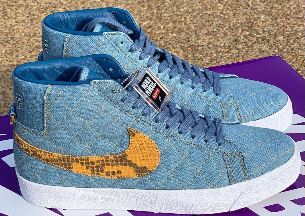 The Supreme x Nike SB Zoom Blazer Mid Appears In Blue Denim