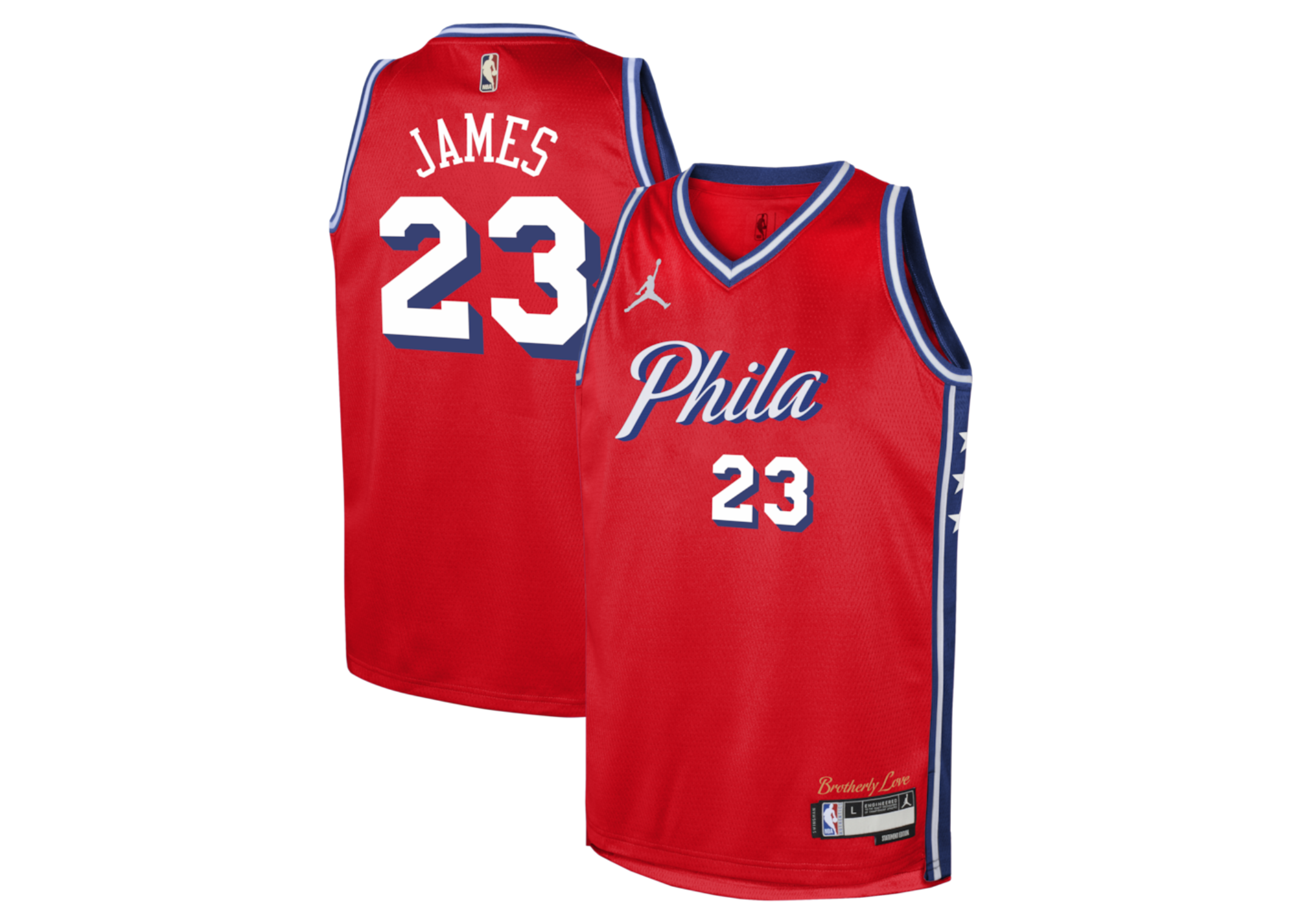 LeBron James Philadelphia 76ers Jordan Brand Youth Swingman Jersey - Red - Statement Edition