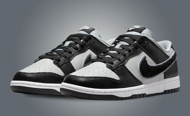 Another Chenille Swoosh Nike Dunk Low Appears In Grey Fog Black