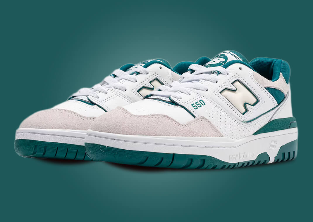 New Balance 550 White Vintage Green