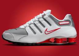 Nike Shox NZ White Sport Red Metallic Silver - Lateral
