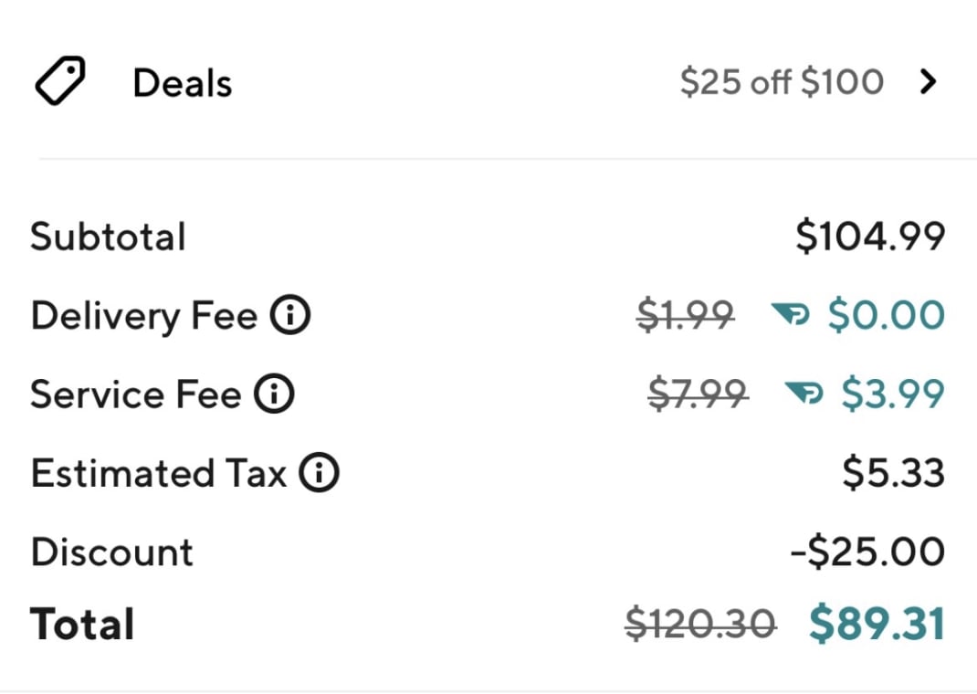 Foot Locker DoorDash order with discount