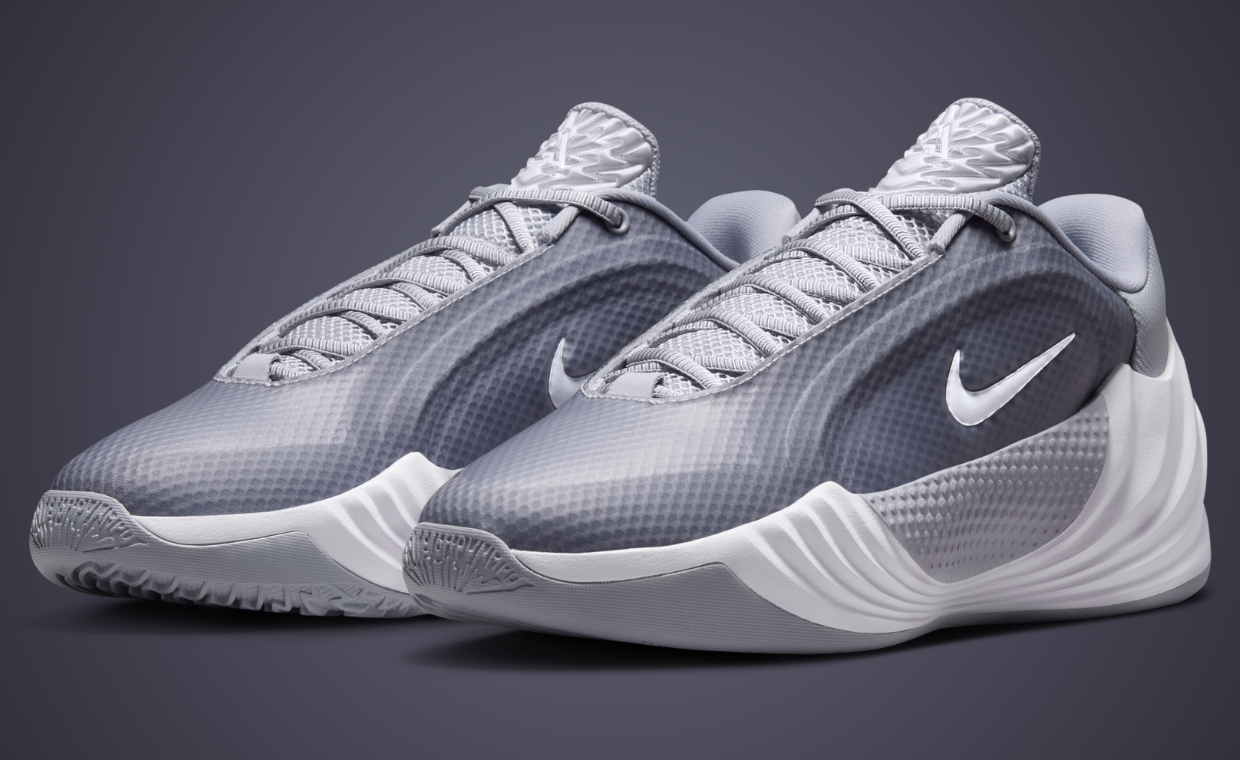 Nike Giannis Freak 8 in Wolf Grey colorway, showing lateral and medial profile of the signature basketball shoe