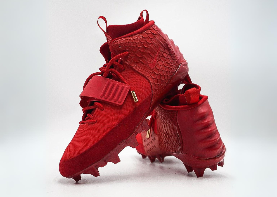 Fred Warner's Custom Nike Air Yeezy 2 Red October Cleats