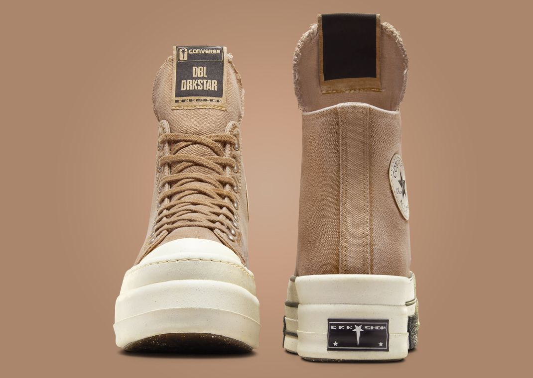 Rick Owens x Converse DBL DRKSTAR Hi Washed Canvas Blonde Toe and Heel