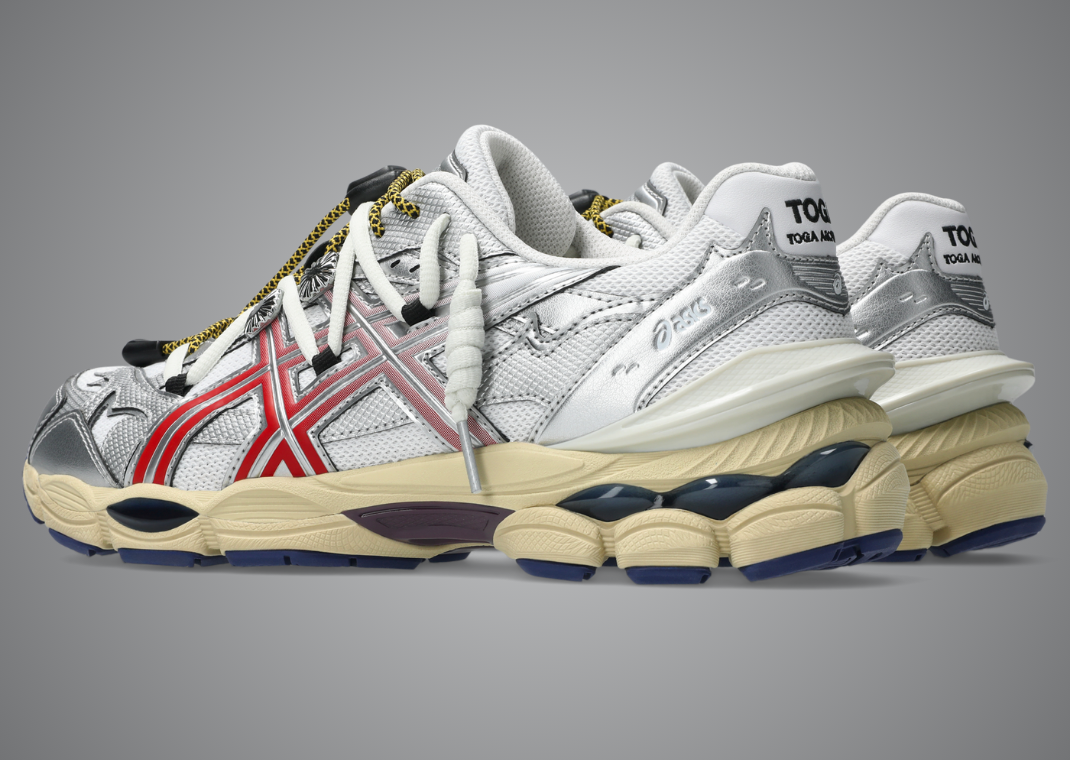 Toga Archives x Asics Gel-Cumulus 16 White Metallic Silver Red - Back Angle