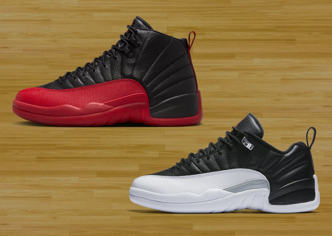 Air Jordan 12 Flu Game (top) vs. Air Jordan 12 Low Playoffs (bottom)