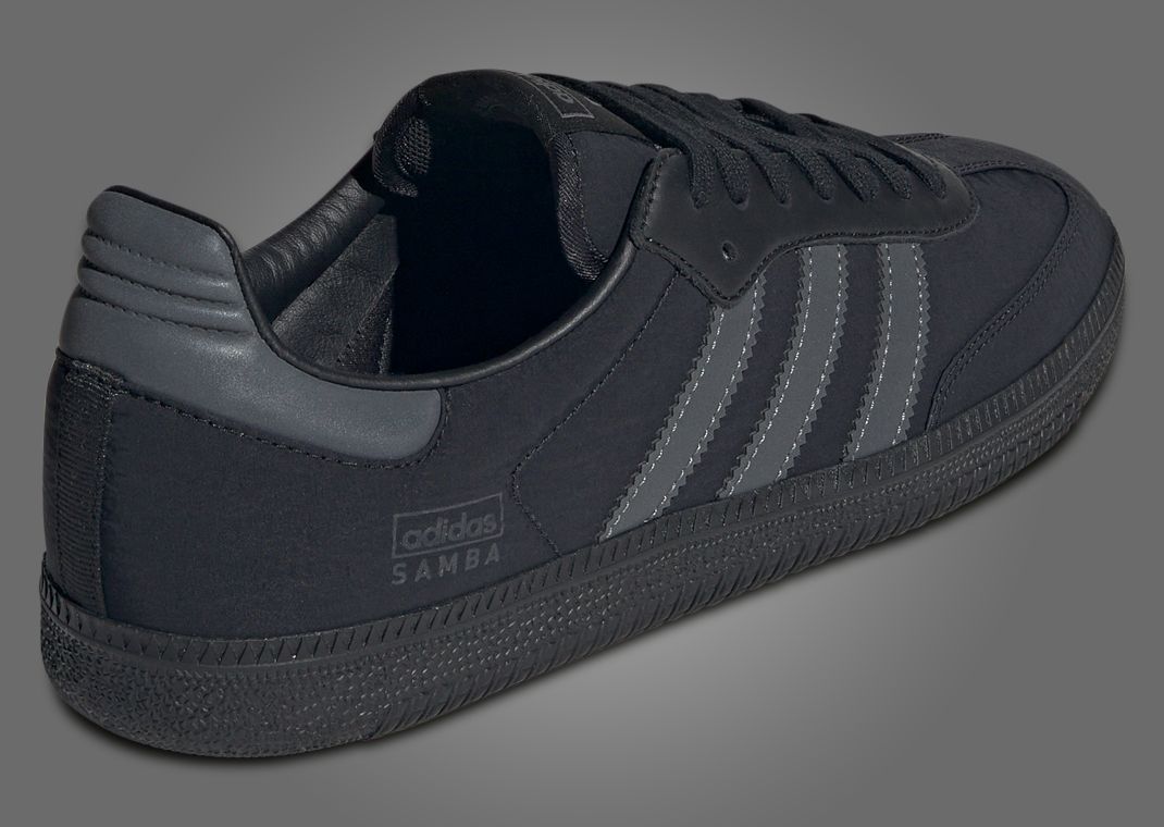 adidas Samba OG Core Black Crinkle Nylon 3M Heel Angle