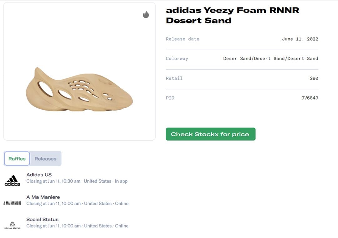 adidas Yeezy Foam RNNR Desert Sand Raffle Guide