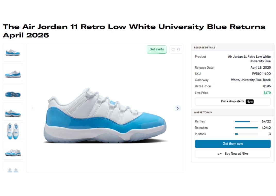 Air Jordan 11 Retro Low White University Blue