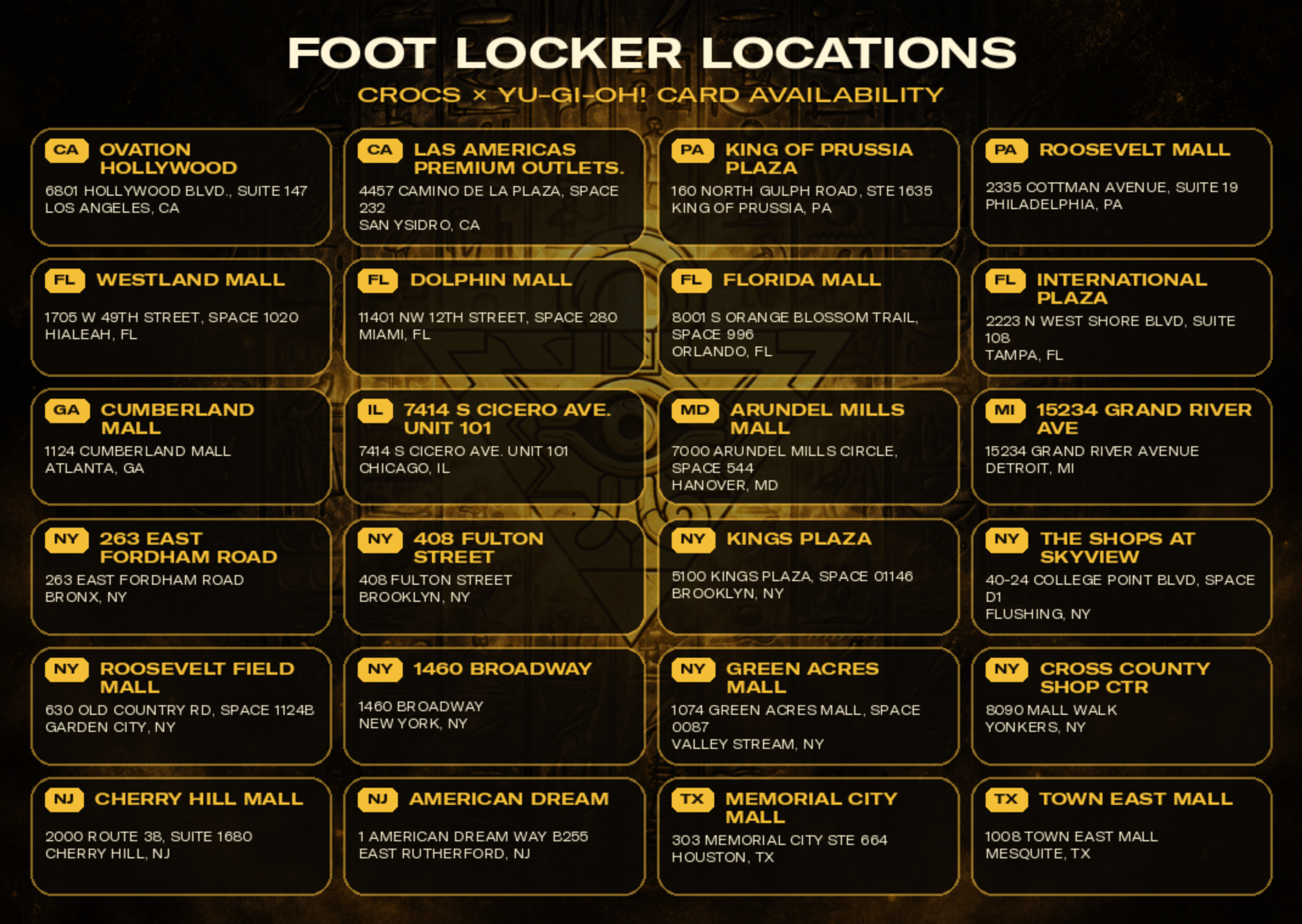 Yu-Gi-Oh! Crocs Monster Card Store List