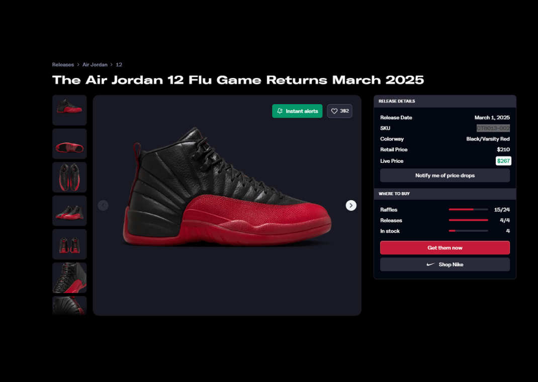 Air Jordan 12 Retro Flu Game Raffle Page