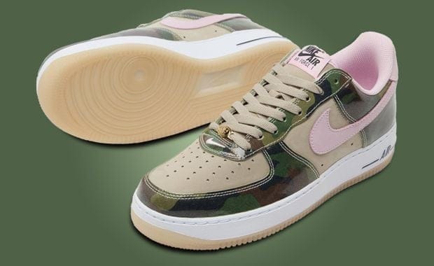 A Pink Swoosh Adorns the Nike Air Force 1 Low Patent Camo