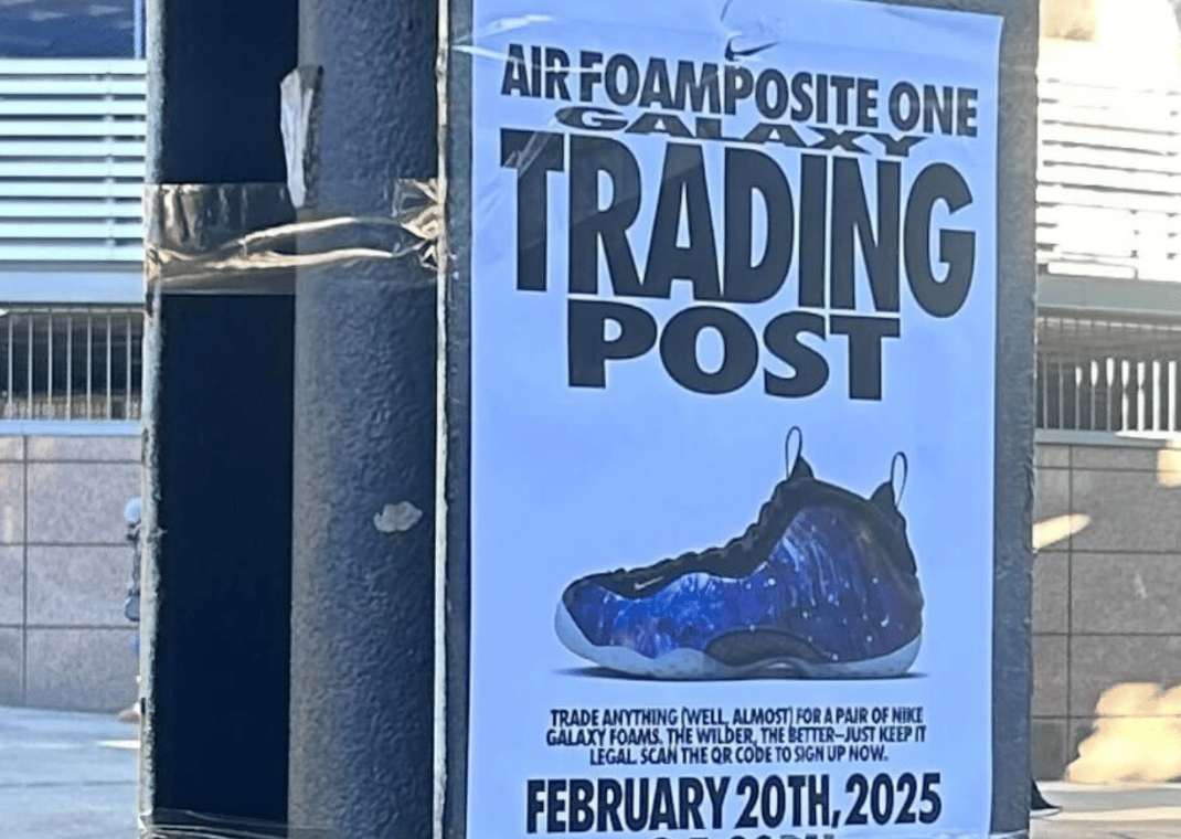 Foamposite Galaxy Trading Post flyer in NYC