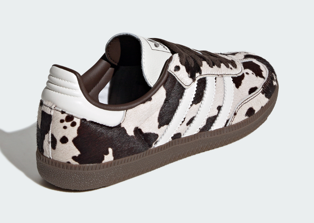 adidas Samba Cow Print White Black - Back Angle