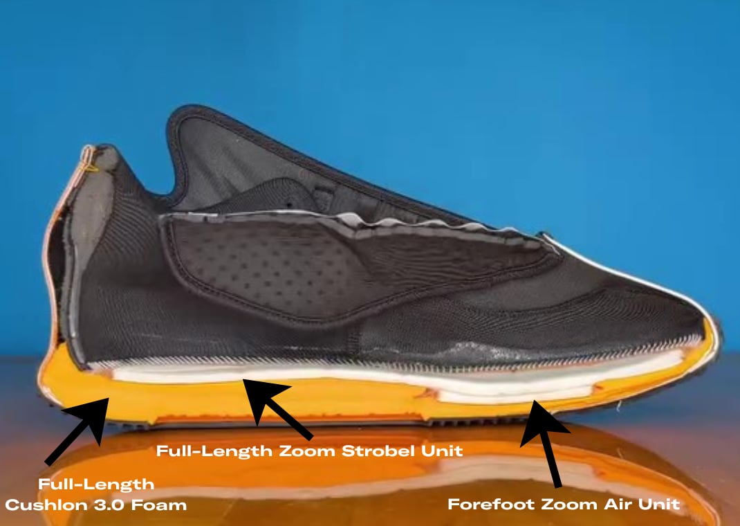 Nike GT Future cut-in half to reveal the cushioning set-up