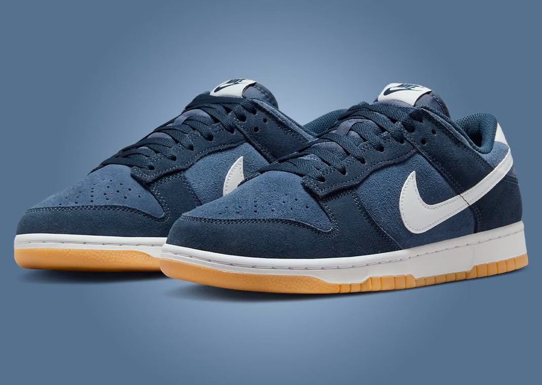The Nike Dunk Low Suede Armory Navy Gum Releases October 2024